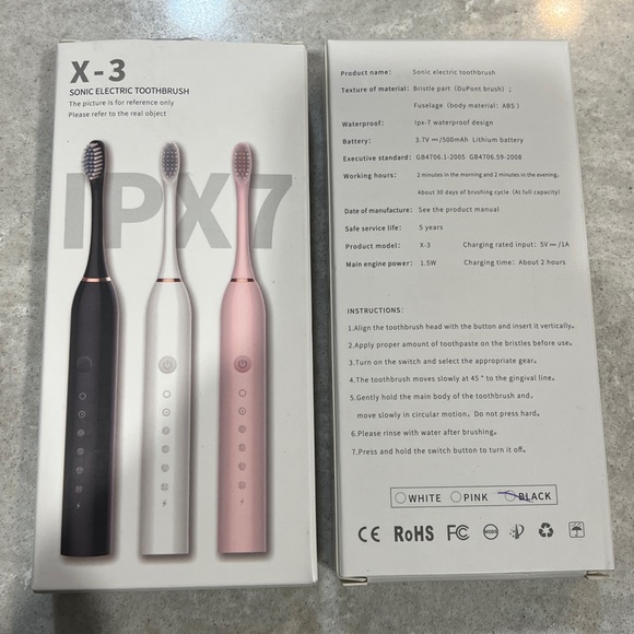 X-3 Sonic Electric Toothbrush, rechargeable with 4 heads - Picture 2 of 5
